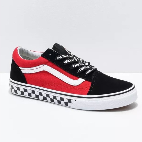 Vans Old Skool red and black checkerboard sole sneakers - Picture 1 of 9